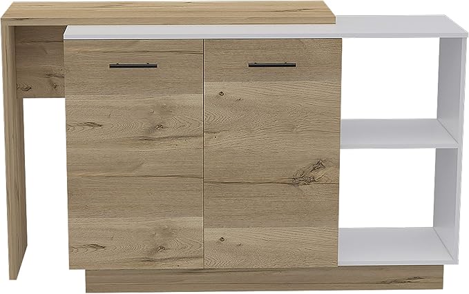 GOWE Chesterfield 2-Shelf 1-Drawer 3-Division Kitchen Island White