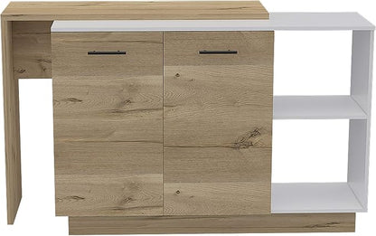 GOWE Chesterfield 2-Shelf 1-Drawer 3-Division Kitchen Island White