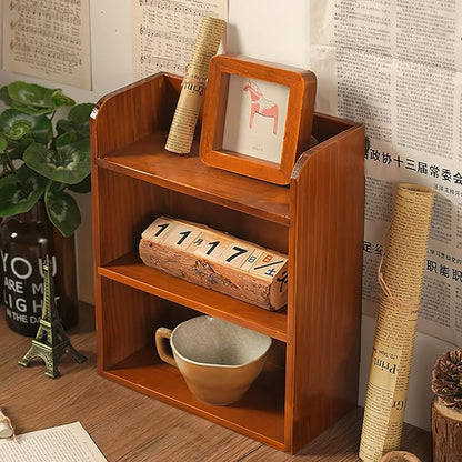 Jotsport 3 Tier Vintage Display Shelf Freestanding & Wall Hanging Decorative Wooden Shadow Box Crystals, Stone, Essential Oils Storage Holder
