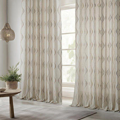 HPD Half Price Drapes Embroidered Linen Sheer Curtains for Living Room 50 X 120 (1 Panel), Rod Pocket Window Curtains for Bedroom, Suez Bronze