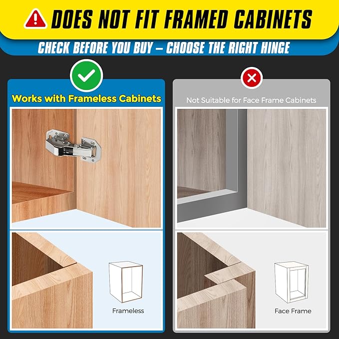 Ravinte 2 Pack Hidden Hinges Soft Close Surface Mount Kitchen Cabinet Hinges, No Pre-drilled for Kitchen Cupboard