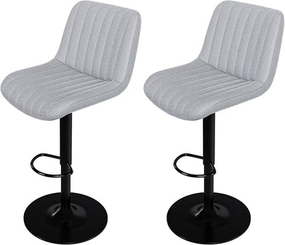 Swivel Bar Stools with Adjustable Height (35.03 43.7 Inches), Backrest, and Soft Knit Fabric Ideal for Kitchen Island, Bar Counter, Dining Room, Grey(Set of 2)