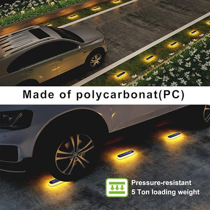 DetarZinLED Solar Deck Lights, 6 Pack Waterproof LED Path Lights, Outdoor Solar Step Lights, Solar Powered Light Bar for Stairs, Driveway, Walkway, Pathway, Dock, Porch, Warm White