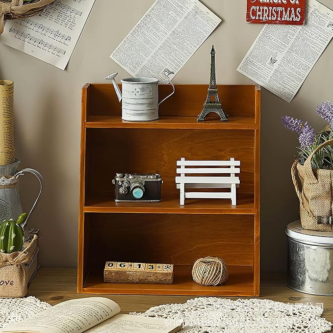 Jotsport 3 Tier Vintage Display Shelf Freestanding & Wall Hanging Decorative Wooden Shadow Box Crystals, Stone, Essential Oils Storage Holder