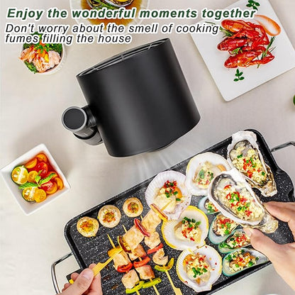 Portable Range Hood, Kitchen Cooking Desktop Exhaust Fan, Small Countertop Range Hood, 3-Speed Smoke Removal, Low Noise, Telescoping Height, Filter & Oil Cup, for Apartments, Dorm, RV, Indoor BBQ