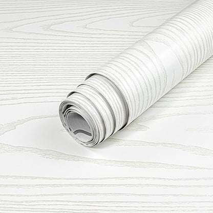 Yun-aeon Light White and Silver Wood Contact Paper 17.3"x80" Rustic Wooden Peel and Stick Wallpaper Removable Self-Adhesive Wallpaper Wood Grain Contact Paper for Countertops Cabinets