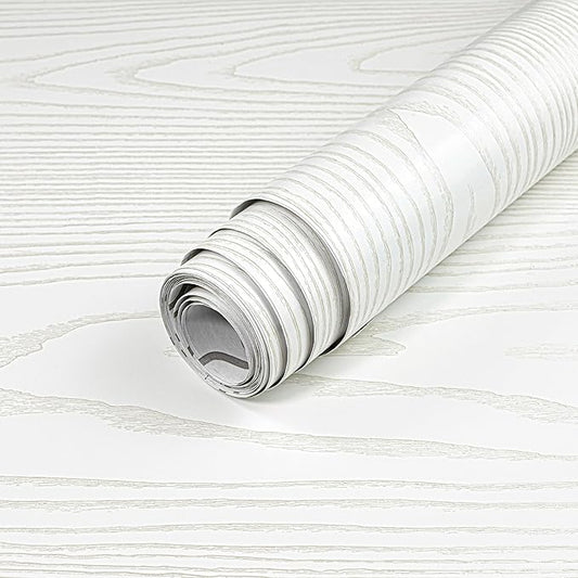 Yun-aeon Light White and Silver Wood Contact Paper 17.3"x120" Rustic Wooden Peel and Stick Wallpaper Removable Self-Adhesive Wallpaper Wood Grain Contact Paper for Countertops Cabinets