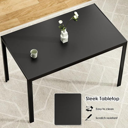 47" MDF Top Island Table, Rustic Dining Table with Seats 4-6, Farmhouse Dining Table with Smooth Finish for Home Kitchen, Office, Study Nooks, Black
