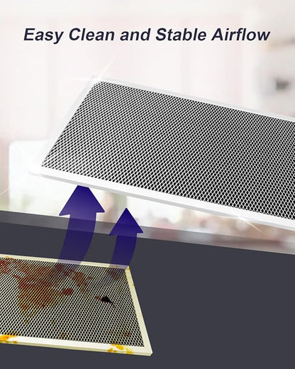 Range Hood Charcoal Carbon Vent Filter Replacement, Activated Carbon Air Filter for Ductless Kitchen Use, Aluminum Frame, 9 x 16 x 0.37 Inches, 2 Pack