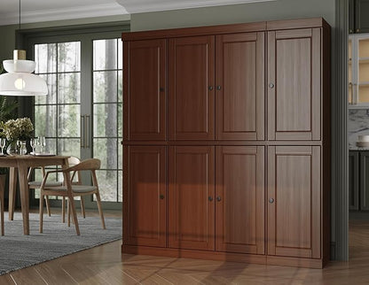 Palace Imports Solid Wood Pantry Cabinet - 71.5" Tall, 65" Wide - Freestanding Wooden Storage Cabinet w/Adjustable Shelves for Kitchen – Mocha, Renewable Eco-Friendly 100% Wood, Made in Brazil