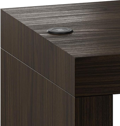 Mobili Fiver, Evolution High Table with Two Legs and Wireless Charger 47.2 x 23.6 in, Dark Walnut, Made in Italy