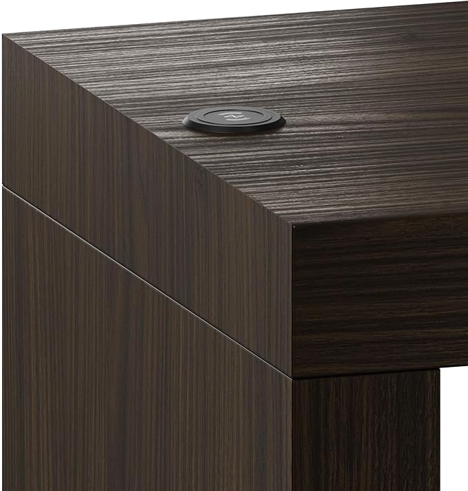 Mobili Fiver, Evolution Dining Table with Two Legs and Wirelss Charger 70.9 x 23.6 in, Dark Walnut, Made in Italy