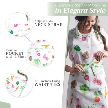 Maison d' Hermine 100% Cotton Apron for women with Pocket Kitchen Chef Apron for Men Cooking Mothers Day Gifts