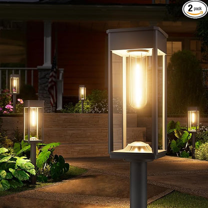 NEWMESSI Solar Pathway Lights Outdoor, 2 Pack Solar Garden Lights IP65 Waterproof, Bright Pathway Light Solar Powered for Outside Yard Path Lawn Walkway Driveway Lighting Landscape Decor (Warm White)