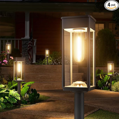NEWMESSI Solar Pathway Lights Outdoor, 4 Pack Garden Lights IP65 Waterproof, Bright Solar Powered for Outside Yard Path Lawn Walkway Driveway Lighting Landscape Decor (Warm White)