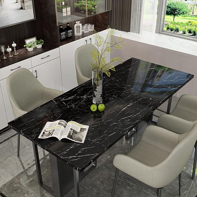 CRE8TIVE Black Marble Contact Paper for Countertops Waterproof Glossy Marble Wallpaper Peel and Stick Countertops Self Adhesive Removable Marble Vinyl Roll for Cabinets Table Tops Shelf Liner 12"x80"