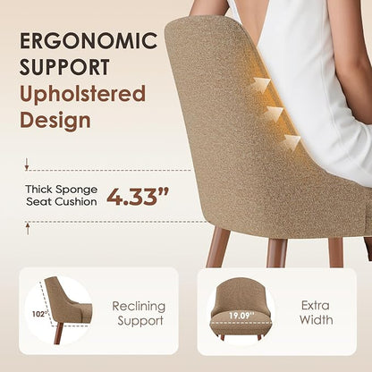 MALOL Dining Room Chair Set of 6, Upholstered Kitchen Chairs with Wood Legs, High-Back Padded Dining Chairs for Dining Room/Restaurant/Cafe, Camel