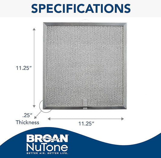 Broan-NuTone Aluminum Filter for QT20000 Series Range Hoods, Kitchen Exhaust Grease Filter, Stove Hood Vent Air Filter