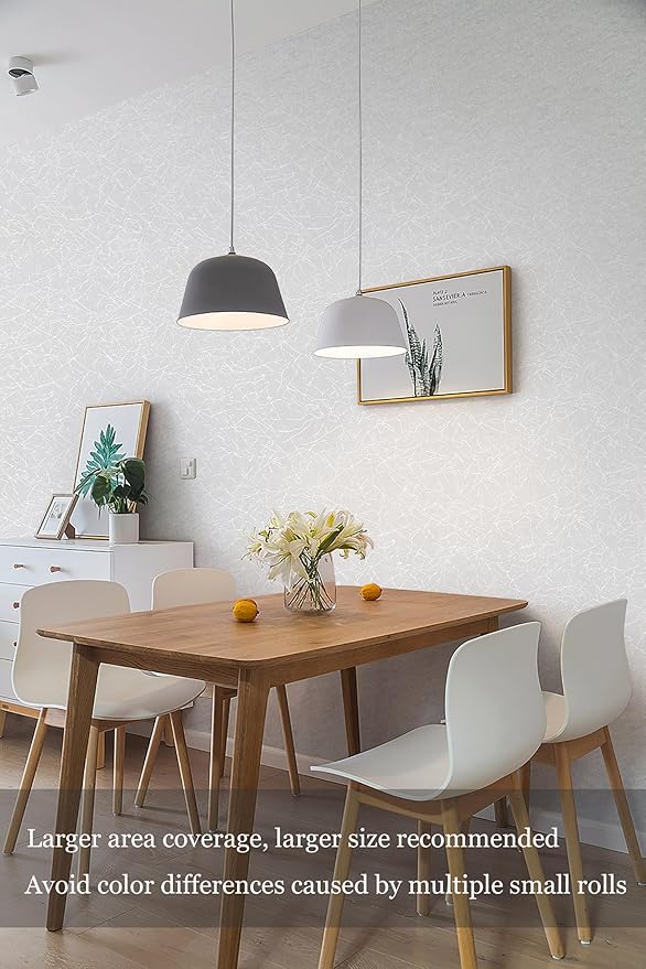Safiyya 17.3 inch X 393 inch Peel and Stick Wallpaper White Silk Textured Wallpaper Modern Solid Color Removable Wall Paper Waterproof Contact Paper for Walls Vinyl Rolls