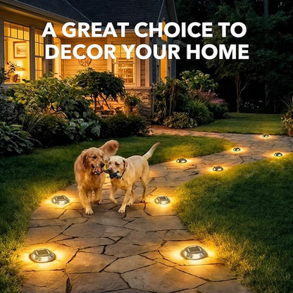AGPTEK Solar Driveway Lights Outdoor 1 Pack, 2 Color Modes LED Deck Dock Marine Waterproof Driveway Marker Lights for Step Sidewalk Stair Garden Pathway Walkway Yard (Warm White/Cool White)