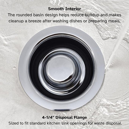 Westbrass A2165-26 4-1/4" OD Post Style Large Kitchen Basket Strainer with Waste Disposal Flange and Stopper Drain Set, Polished Chrome