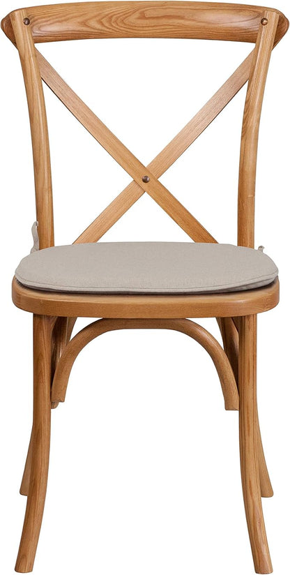 Flash Furniture HERCULES Series Stackable Oak Wood Cross Back Chair with Cushion