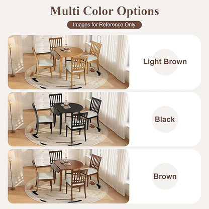 Merax 3-Piece Drop Leaf Round Dining Table Set for 2, Farmhouse Kitchen Table Set with Extendable Round Table and 2 Upholstered Chairs. Wood Table and Chairs Set for Dining Room, Living Room, Black
