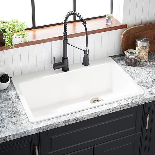 Signature Hardware 447666 Totten 33" Drop In or Undermount Single Basin Granite Composite Kitchen Sink