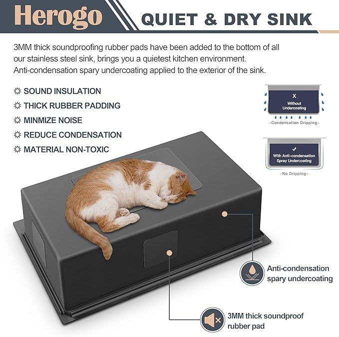 Herogo 33 X 22 Workstation Kitchen Sink, 10" Deep Drop In 18/10 Stainless Steel Topmount Single Bowl 2-Hole R10 Tight Radius Large Kitchen Sinks with Kit of 5 Accessories