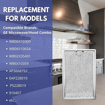 Nispira Replacement Range Hood Microwave Grease Filter Compatible with GE WB06X10309 LG 5230W1A012E - 4 Packs