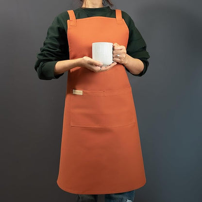 100% Cotton Kitchen Apron with 2 Pockets – Adjustable Chef Apron for Cooking Baking BBQ – Unisex Apron