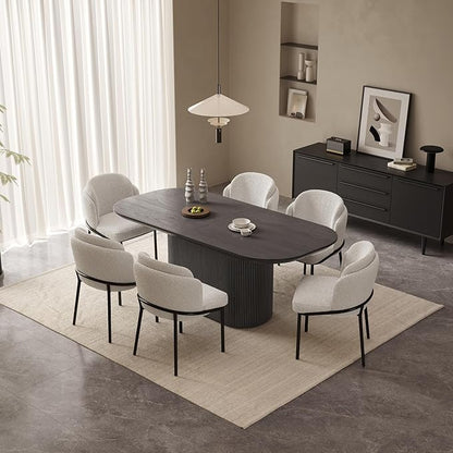 Miuuod 70.86" Oval Dining Table Set for 4, Modern Farmhouse Kitchen Table with 4 Ergonomic Chairs, Large Wood Dining Room Table Set, Rustic Dining Furniture, Dark Grey