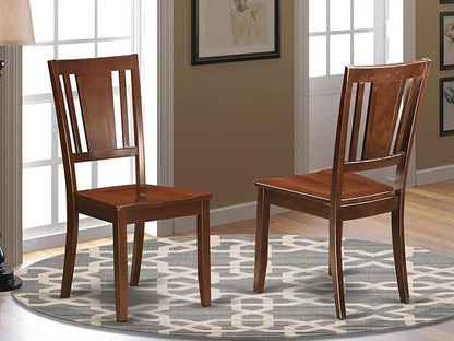 East West Furniture DUC-MAH-W Dudley Dining Room Chairs - Slat Back Wood Seat Chairs, Set of 2, Mahogany