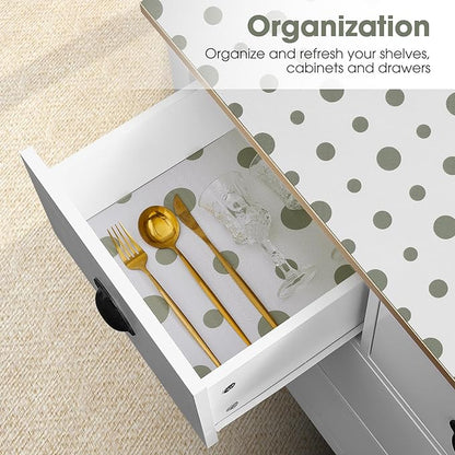 Drawer and Shelf Liner, Non-Slip Kitchen Cabinet Liners Non-Adhesive Thick Strong Grip Waterproof Washable Mats Protect Dresser Shelves Cupboard Bathroom Cabinets, Polka Dot, 12 in X 20 FT