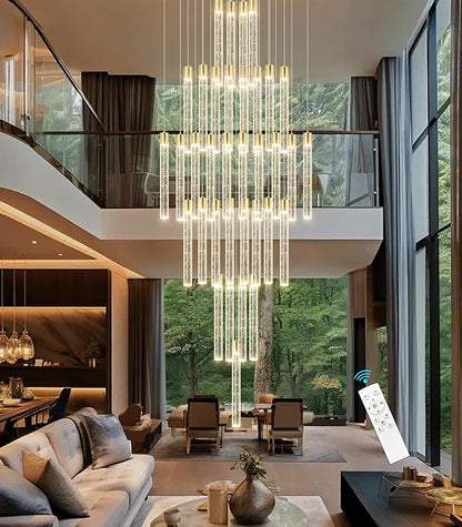 35-Light Long Large Modern Led Crystal Chandeliers Modern Spiral Chandeliers High Ceilings Chandelier for Staircase Foyer Gold