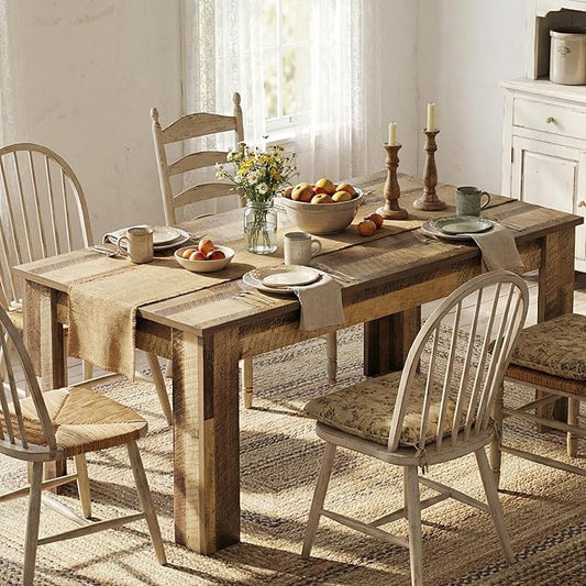CABIHOME Dining Table for 4-6, 63" Inch Dining Tables for 4, Farmhouse Large Kitchen Dining Table, Rectangular Dining Room Table for Small Space, Wood Dinner Table for Kitchen, Apartment, Rustic Brown