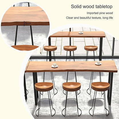 Counter Bar Height Table Kitchen Pub Coffee High Top Table Long Narrow Dining Table for Small Spaces with Sturdy Metal Frame for Small Spaces Balcony Coffee Shops-Table Only(180*40*105cm)