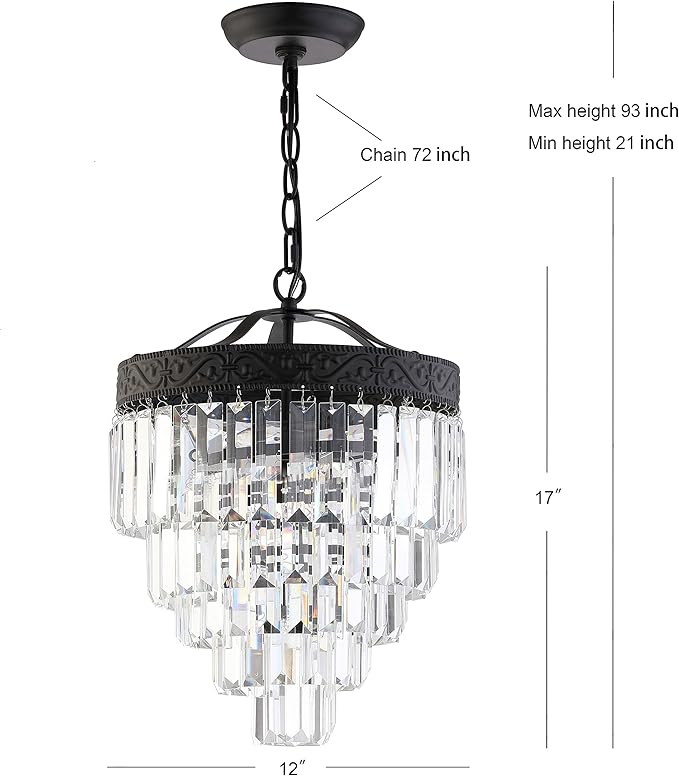 JONATHAN Y 12" Bronze/Clear 2-Light LED Chandelier, Modern Tiered Pendant Light Fixture for Dining Room, Bedroom, Entryway with Clear Faceted Crystal Shade (JYL9006B)