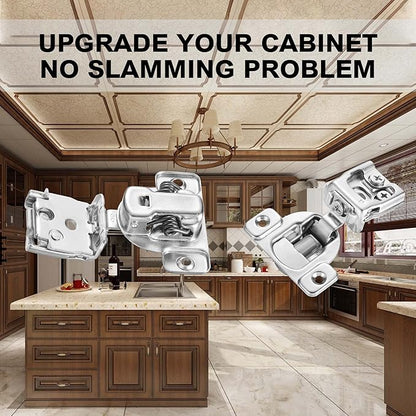 (4 Pack) 1 Inch Overlay Soft Close Cabinet Hinges, Kitchen Concealed Hinges for Face Frame Door, European Hinges with Brushed Nickel