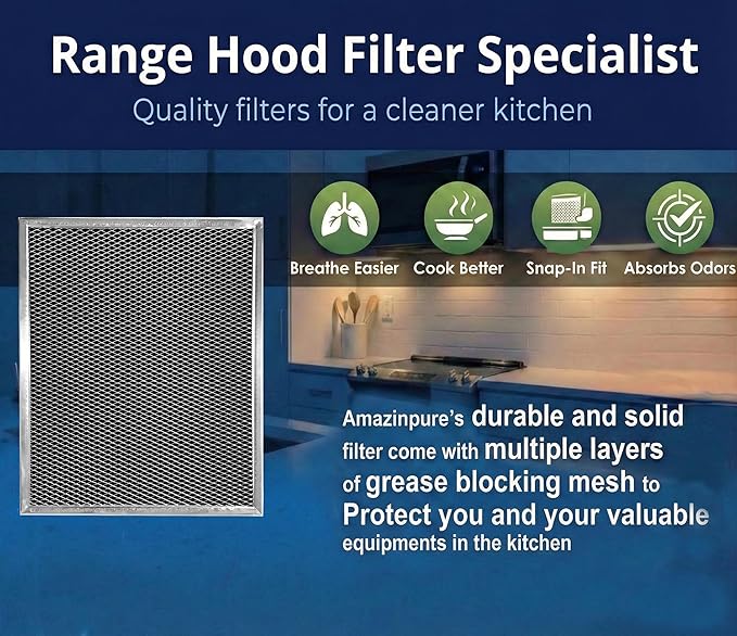2X BPSF30 99010308 WB02X10707 compatible with GE and Broan QS WS NON-Ducted Thick Range Hood Charcoal Carbon Filters 10.8 X 13.3 X 0.09 inches (2)