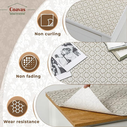 Coavas Shelf and Drawer Liner, Non Slip Extra Grip Non Adhesive Waterproof Thickened Cabinet Mat, Easy Cut for Kitchen Pantry Bathroom Dresser Cupboard (Beige Cream, 12IN x 30FT)