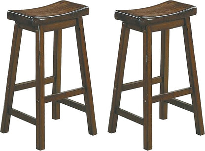 Lexicon Victoria Saddle Solid Wood Bar Height Bar Stool Set of 2 - Saddle Kitchen Stool Dining Height Stools for Dining, Armless Chair Seating, Perfect Casual - 28.5" Distressed Cherry