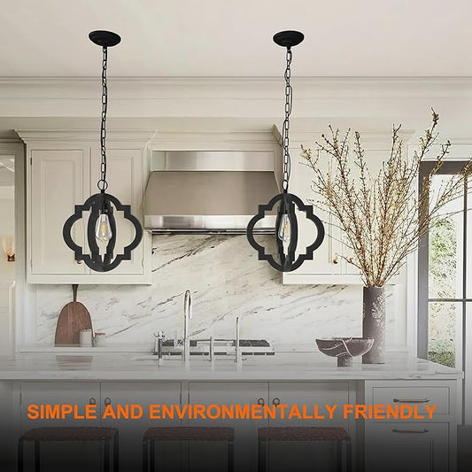 Kitchen Island Light RC Ceiling Light Fixtur 1 Light Home Decor, Kitchen Island Pendant Chandelier, Wooden Cage Entry Fixture with Adjustable Chain, Vintage Industrial Fixture