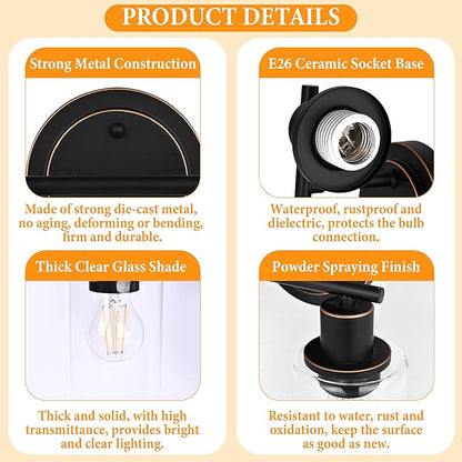 Oil Rubbed Bronze 2-Light Modern Vanity Light for Bathroom - 2-Light Oil Rubbed Bronze Bathroom Vanity Light Fixture, 2-Bulb Wall Sconce Over Sink