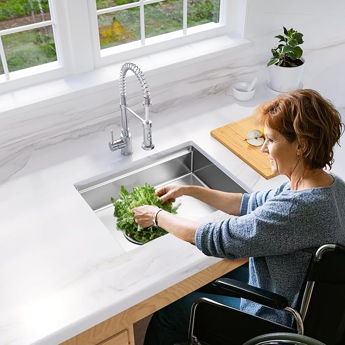 Undermount Kitchen Sink, 16 Gauge SUS304 Stainless Steel All In One Workstation Sink with Ledge & Accessories,32" x 18" x 6" Large Single Bowl ADA-Compliant Kitchen Sinks,6 Inch Deep ADA Sink