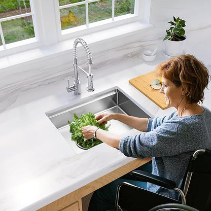 Undermount Kitchen Sink, 16 Gauge SUS304 Stainless Steel All In One Workstation Sink with Ledge & Accessories,32" x 18" x 6" Large Single Bowl ADA-Compliant Kitchen Sinks,6 Inch Deep ADA Sink