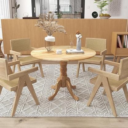 Giantex 39-Inches Round Dining Table for 4 with Legs, 220 Lbs Capacity, Rubber Wood Kitchen Table for Dinette, Dining Room, Living Room, Restaurant, Dinner (Natural)