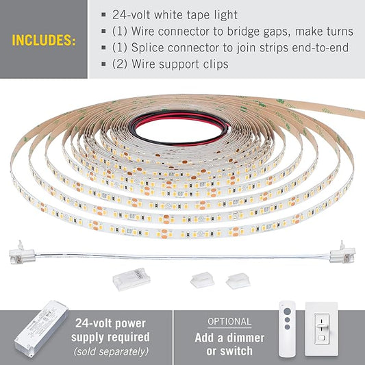 Armacost Lighting RibbonFlex Pro 24V White LED Strip Lights 120 LED/m, 2700K, 16.4 ft 136230