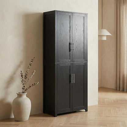 Casaphoria Kitchen Pantry Cabinet, 67" Tall Freestanding Kitchen Cabinet with 4 Adjustable Shelves, 28" W Storage Cabinet for Kitchen Pantry Organization (Black, Single)