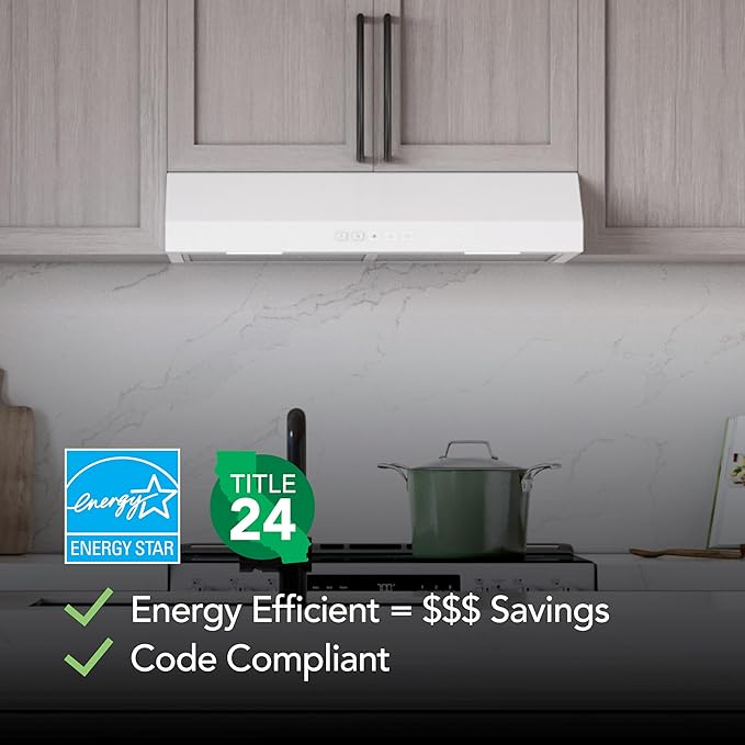 Broan-NuTone 30-Inch Under Cabinet Range Hood, ENERGY STAR, 350 Max Blower CFM, White